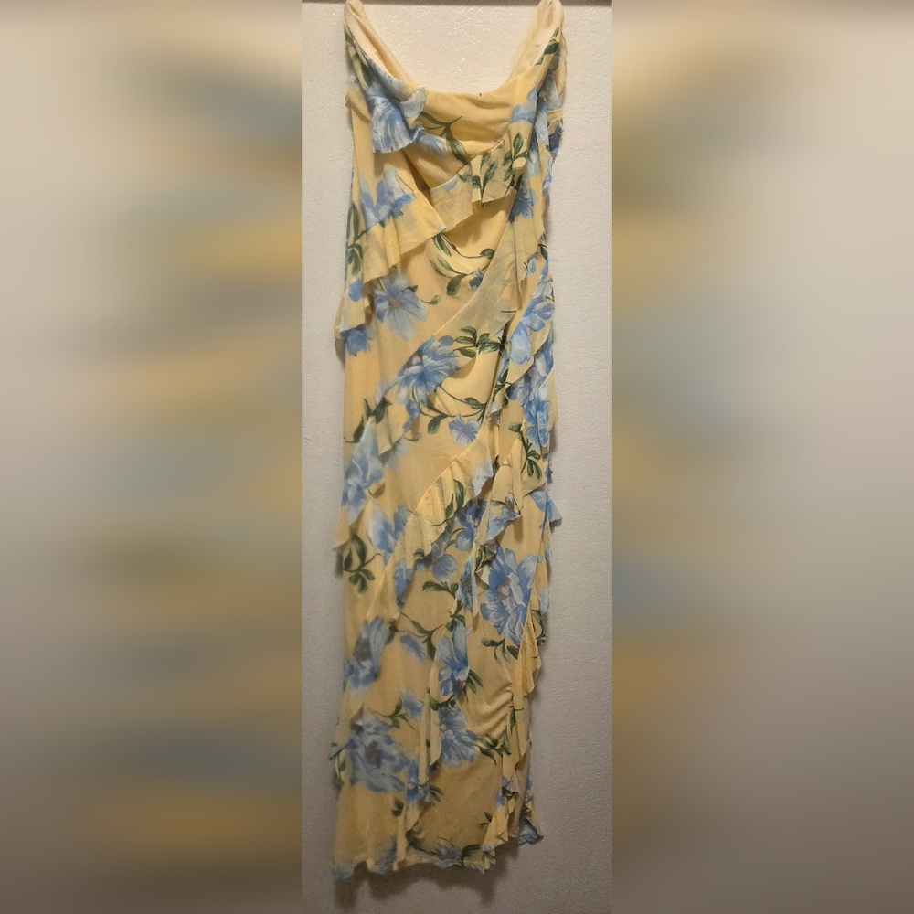 Floral Yellow and Blue Women's Dress